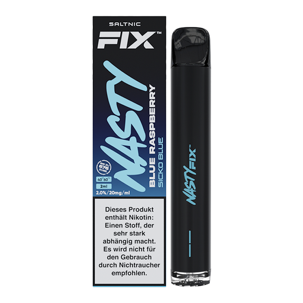 NASTY FIX - Einweg E Zigarette - Vape Pen 20mg/ml bis zu 675 Züge - SICKO BLUE
