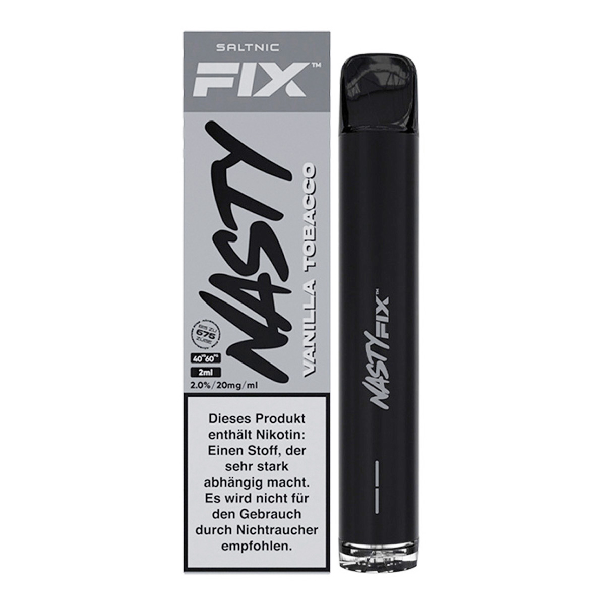 NASTY FIX - Einweg E Zigarette - Vape Pen 20mg/ml bis zu 675 Züge - VANILLA CUBAN