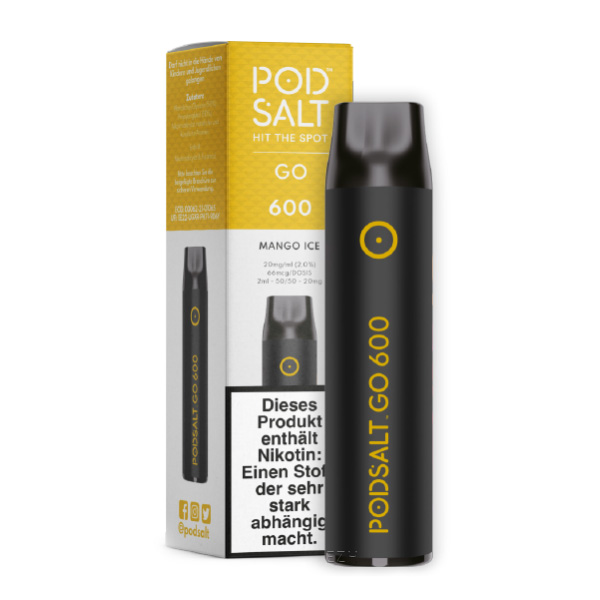 POD SALT GO 600 - Einweg E Zigarette - Vape Pen 20mg/ml MANGO ICE