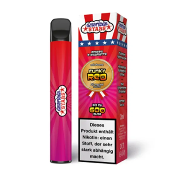American Stars Einweg E-Zigarette 20mg/ml bis 600 Züge  - Funky Red