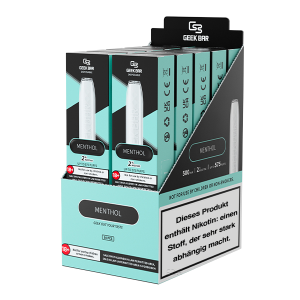 10er GEEKBAR MENTHOL - Einweg E-Zigarette  Vape Pen 20mg/ml *Sonderposten*