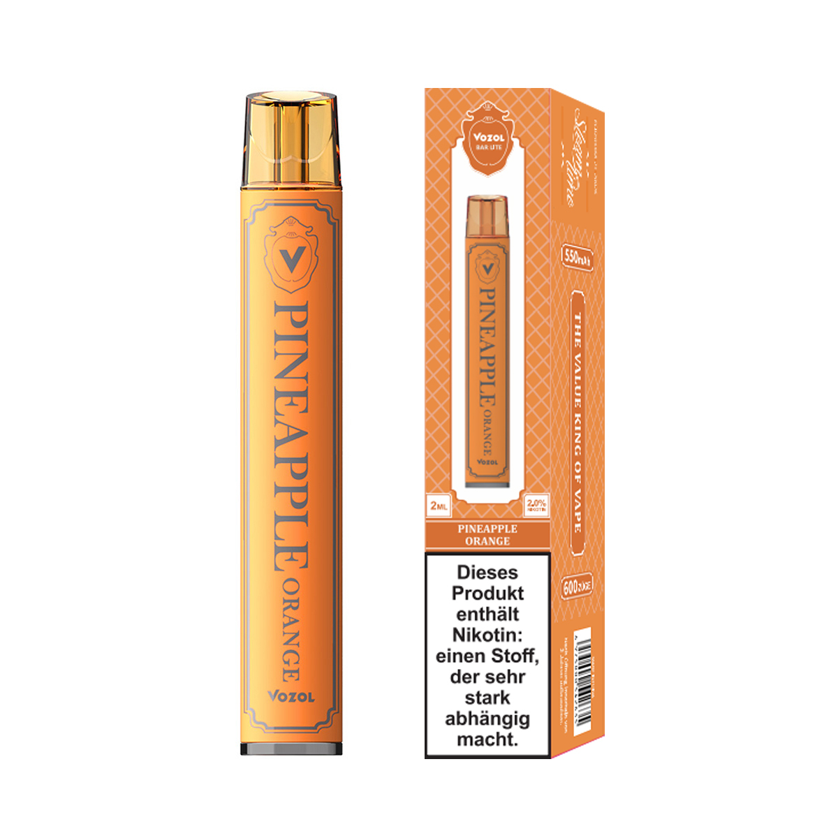 VOZOL Bar Lite Einweg E-Zigarette 20mg/ml bis 600 Züge  - Pineapple Orange