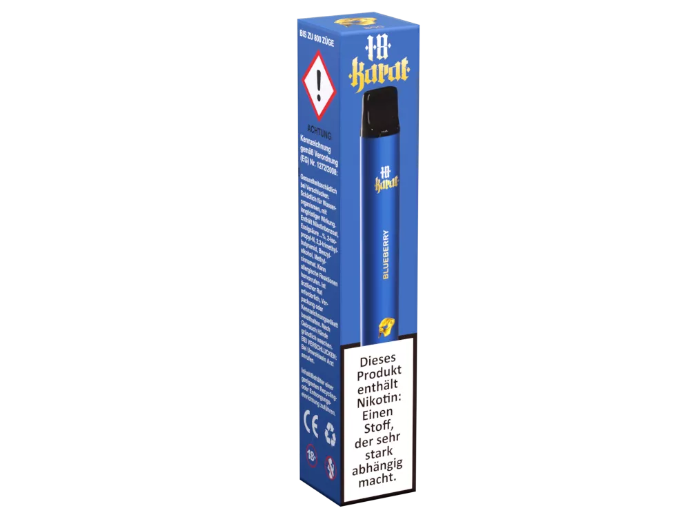 VQUBE 18 Karat Einweg E-Zigarette - 16mg Nikotin - bis 800 Züge Blueberry