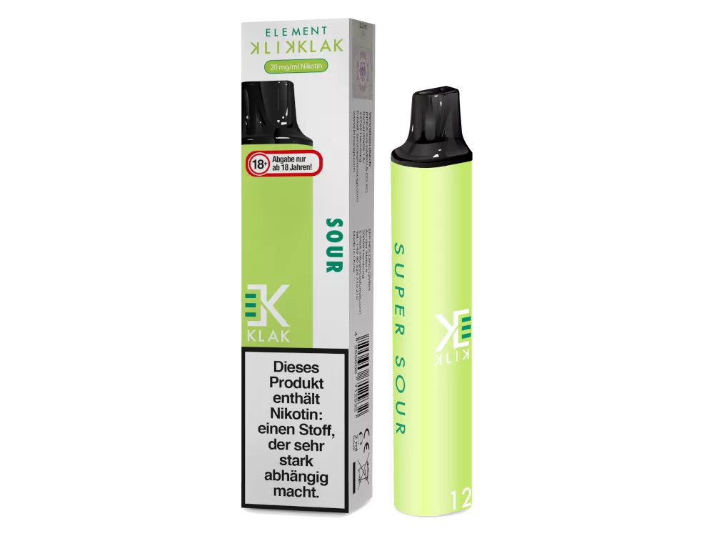 KLIK KLAK Einweg E-Zigarette 20mg/ml - Super Sour