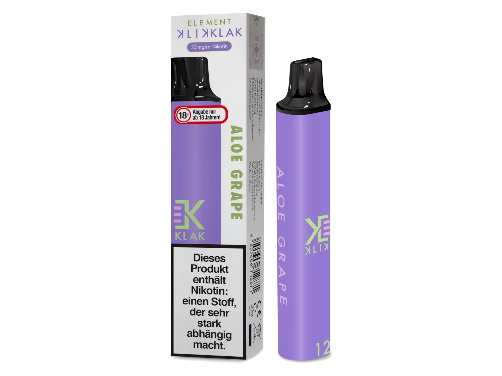 KLIK KLAK Einweg E-Zigarette 20mg/ml - Aloe Grape