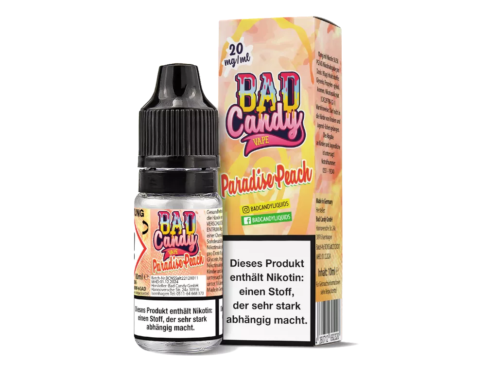 Bad Candy Liquids - 20mg/ml Nikotinsalz Liquid 10ml PARADISE PEACH