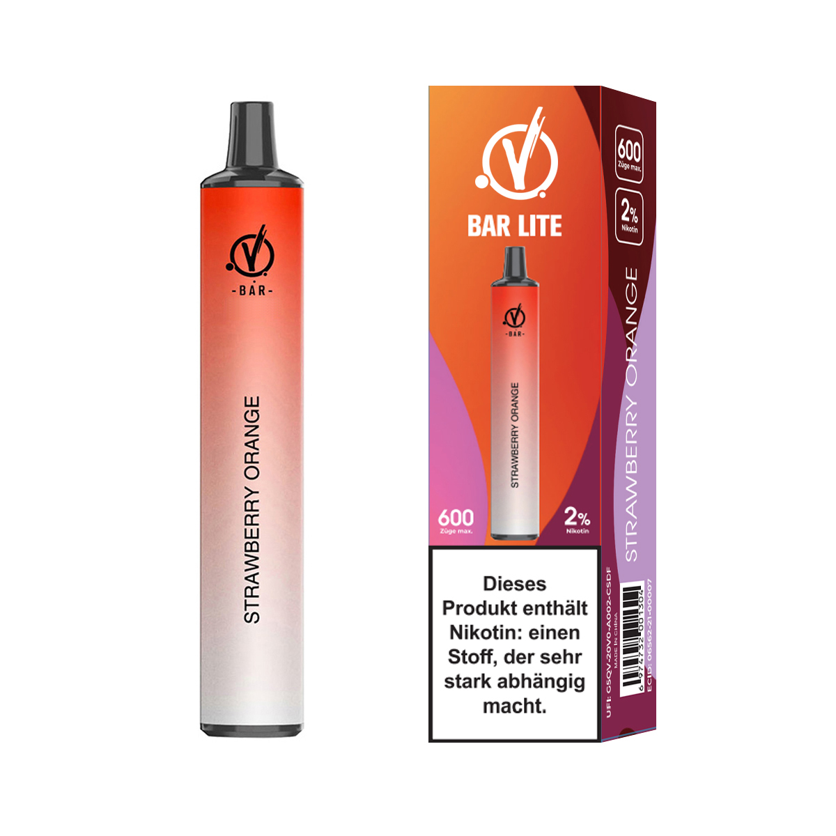 LINVO Bar Lite  Einweg E-Zigarette 20mg/ml bis 600 Züge  - Strawberry Orange