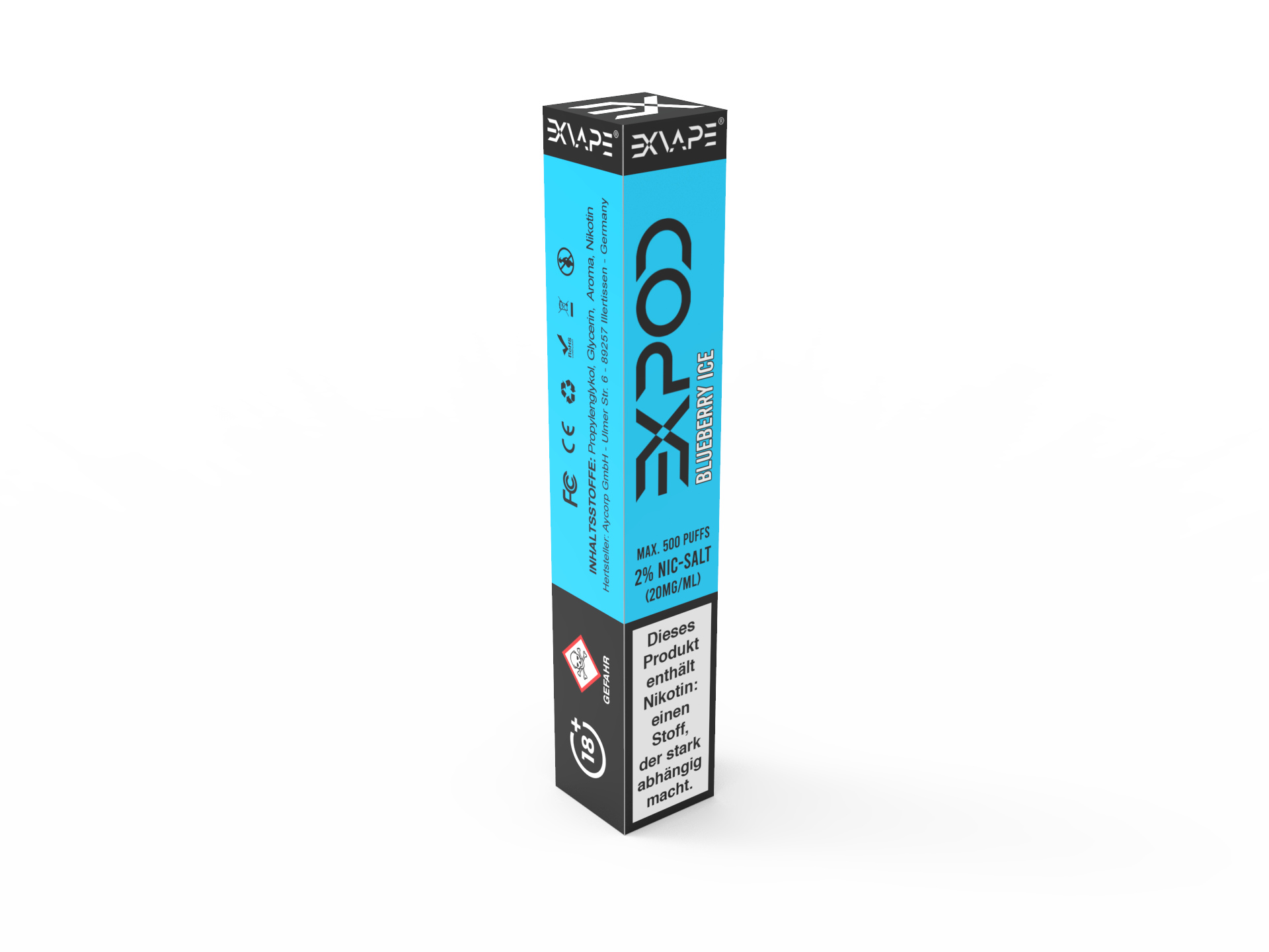 EXVAPE - EXPOD Einweg E Zigarette 20mg/ml - Vape Pen Blueberry ICE