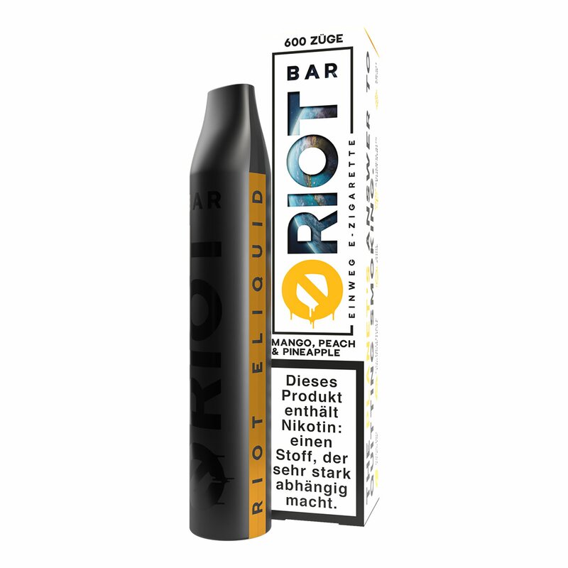 RIOT BAR - Einweg E Zigarette - Disposable - MANGO, PEACH & PINEAPPLE 0mg - ohne Nikotin 
