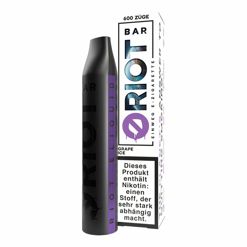RIOT BAR - Einweg E Zigarette - Disposable - GRAPE ICE 0mg - ohne Nikotin
