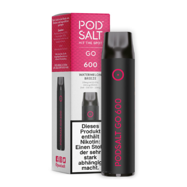 POD SALT GO 600 - Einweg E Zigarette - Vape Pen 20mg/ml WATERMELON BREEZE