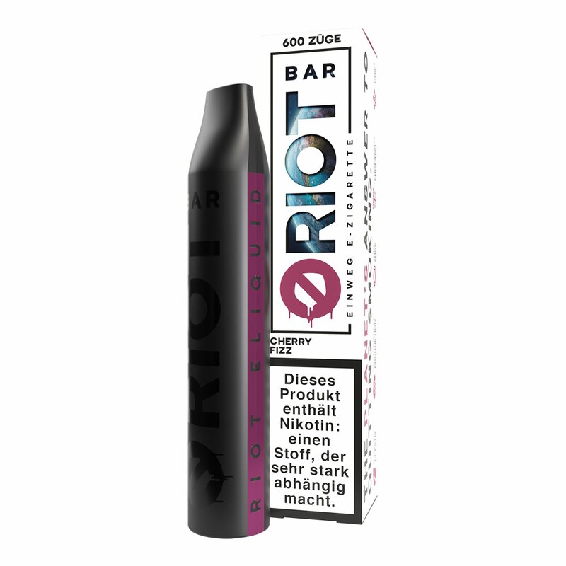 RIOT BAR - Einweg E Zigarette - Disposable - CHERRY FIZZ 0mg - ohne Nikotin
