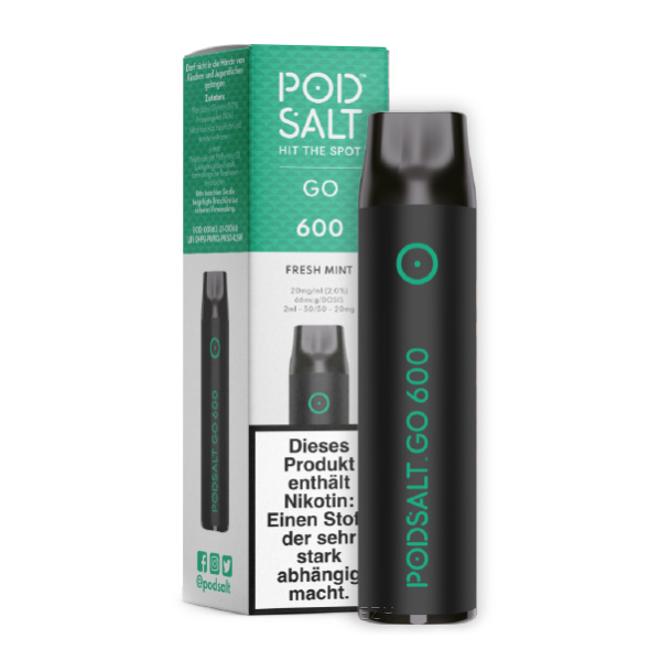 POD SALT GO 600 - Einweg E Zigarette - Vape Pen 20mg/ml FRESH MINT
