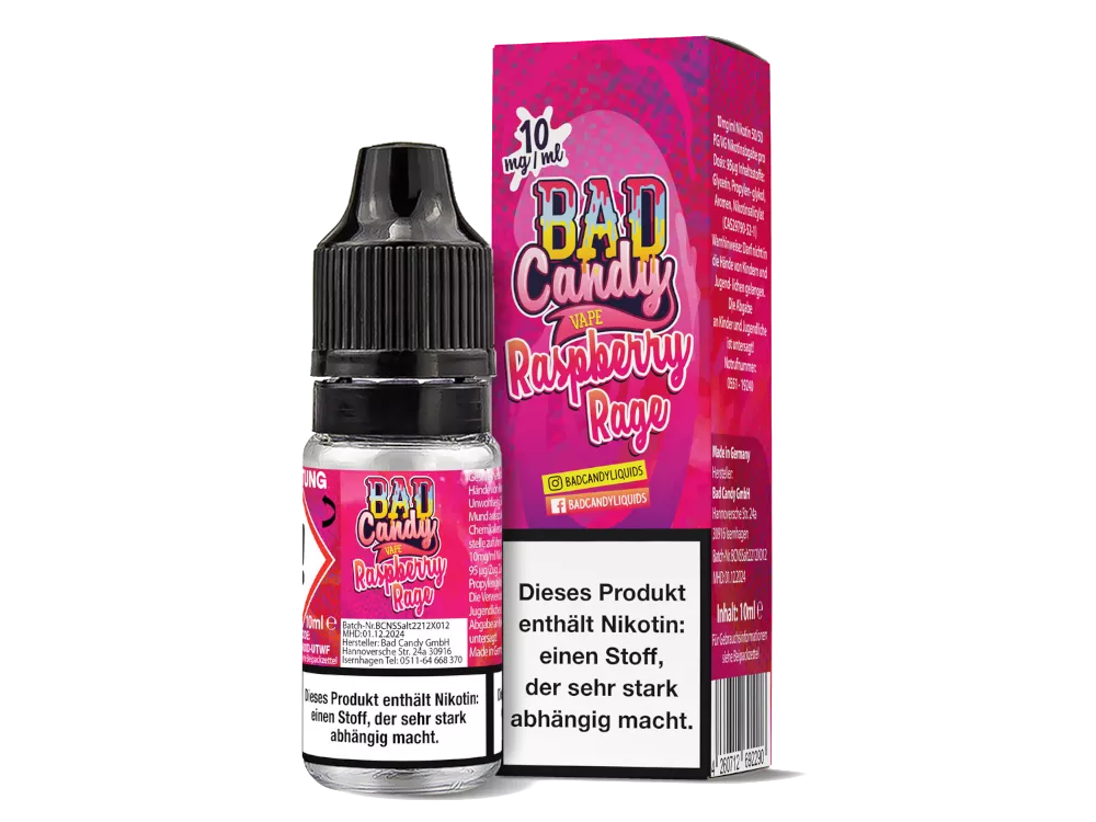 Bad Candy Liquids - 10mg/ml Nikotinsalz Liquid 10ml RASPBERRY RAGE