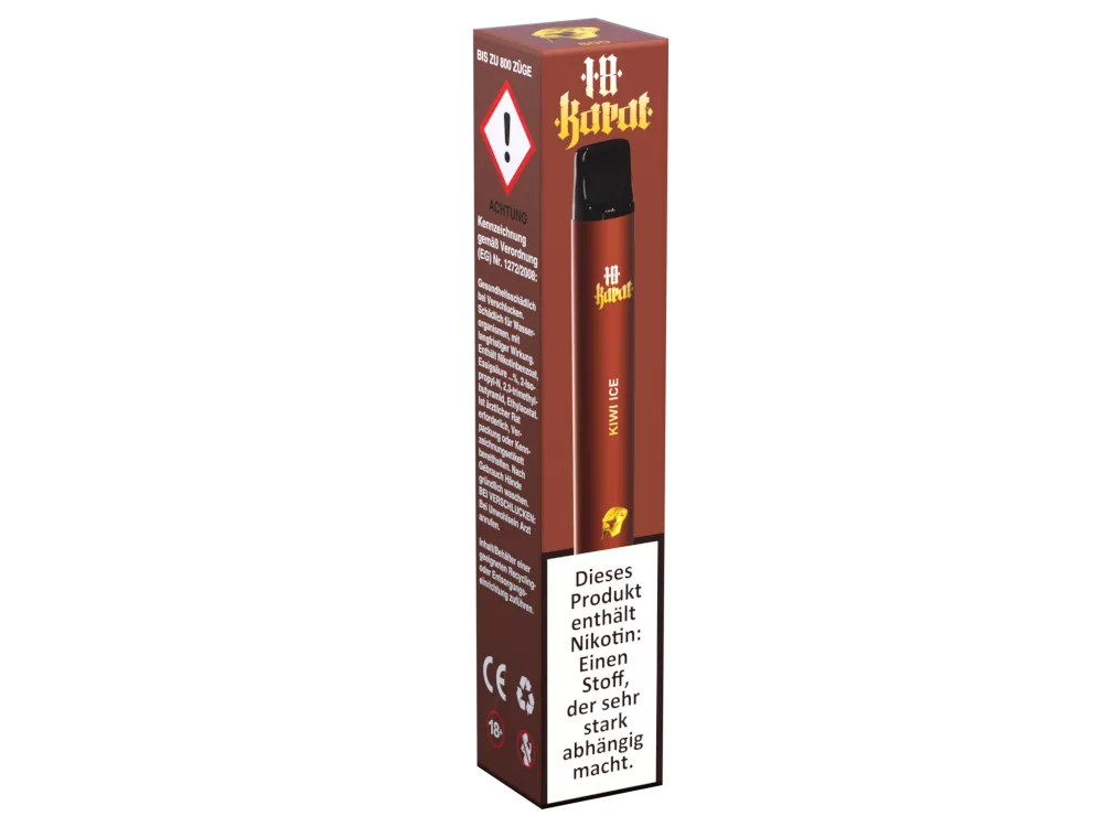 VQUBE 18 Karat Einweg E-Zigarette - 16mg Nikotin - bis 800 Züge Kiwi ICE