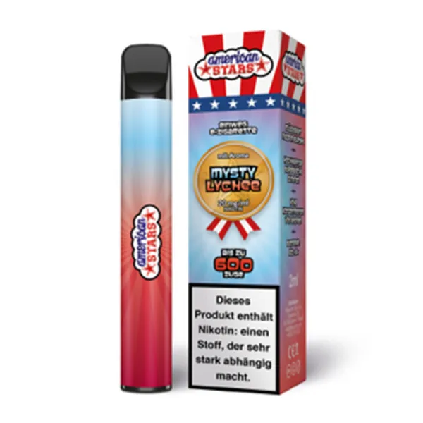 American Stars Einweg E-Zigarette 20mg/ml bis 600 Züge  - Mysty Lychee